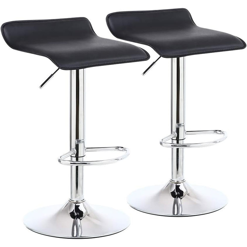 2 X Square Bar Stools PU Leather Swivel
