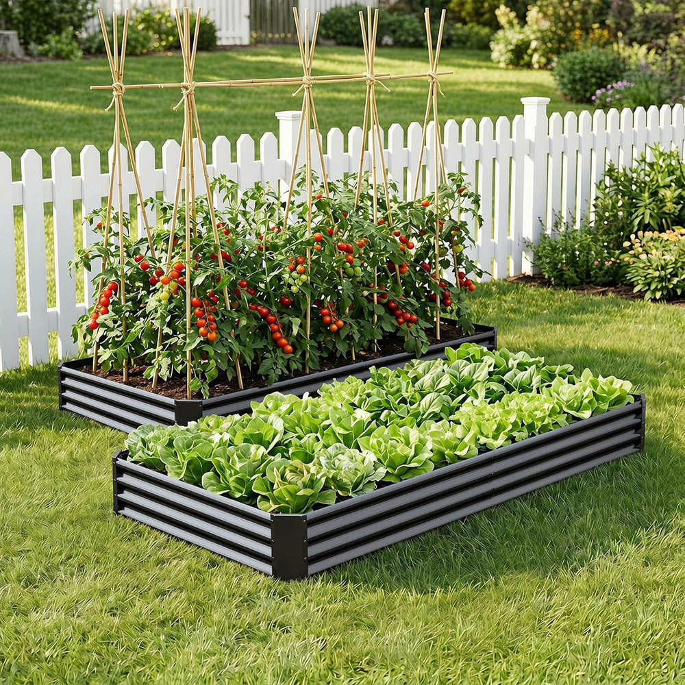 2pcs Metal Galvanized Raised Garden Bed Kit (Set of 2)
