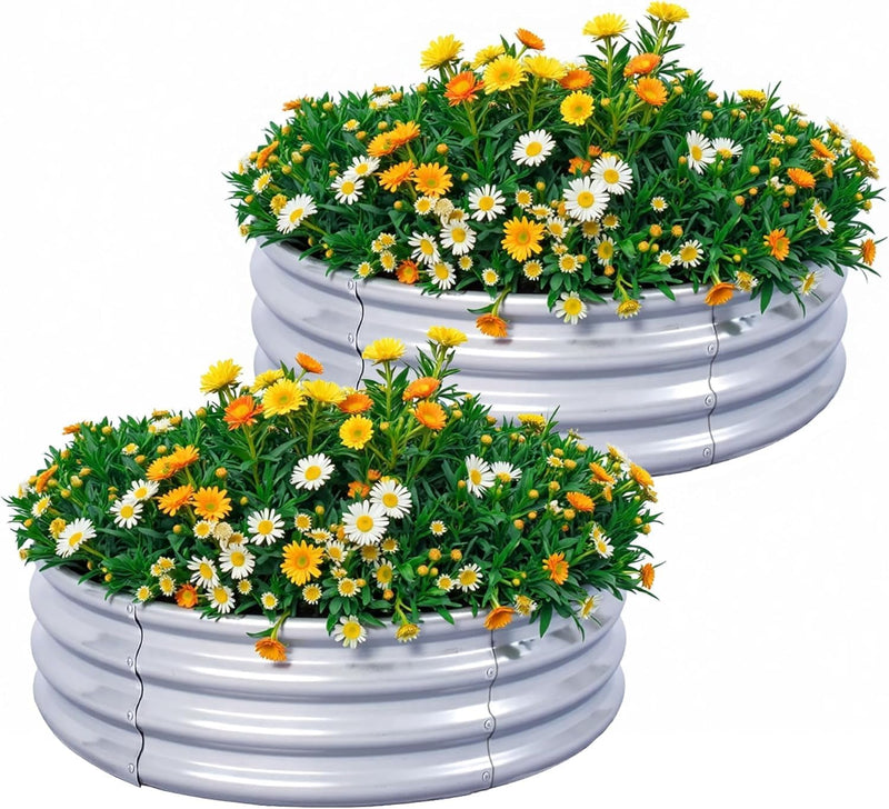 2pcs Raised Garden Bed 3x3x1FT Round Galvanized