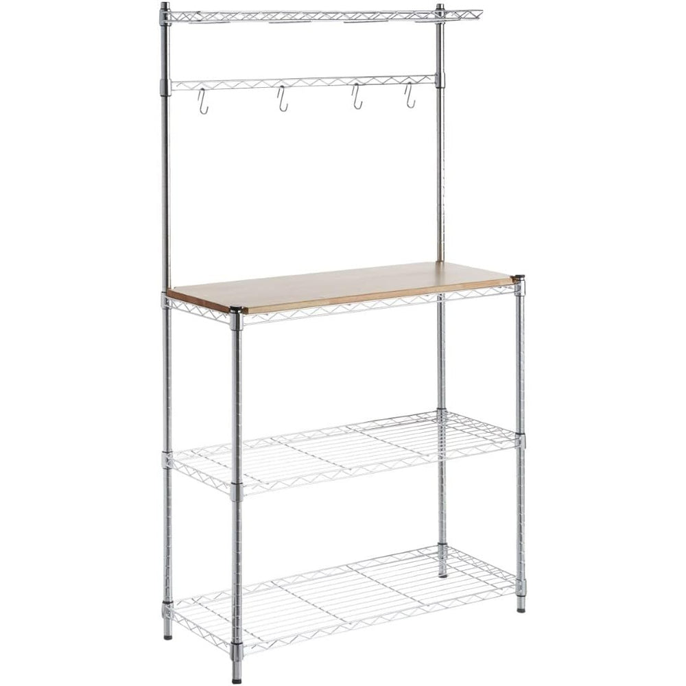 3-Shelf Rack Wood Chrome