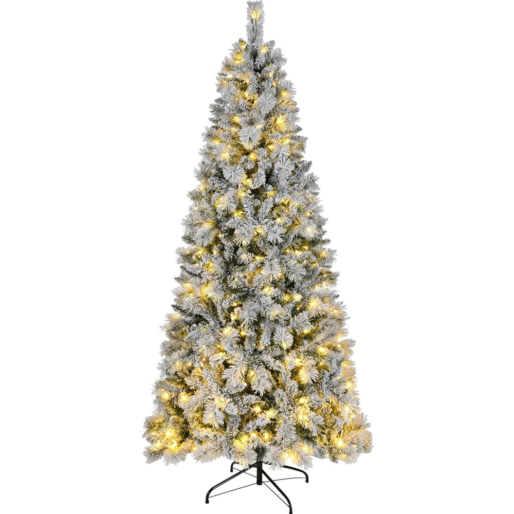 6FT Pre-Lit Slim Snow Flocked Christmas Tree