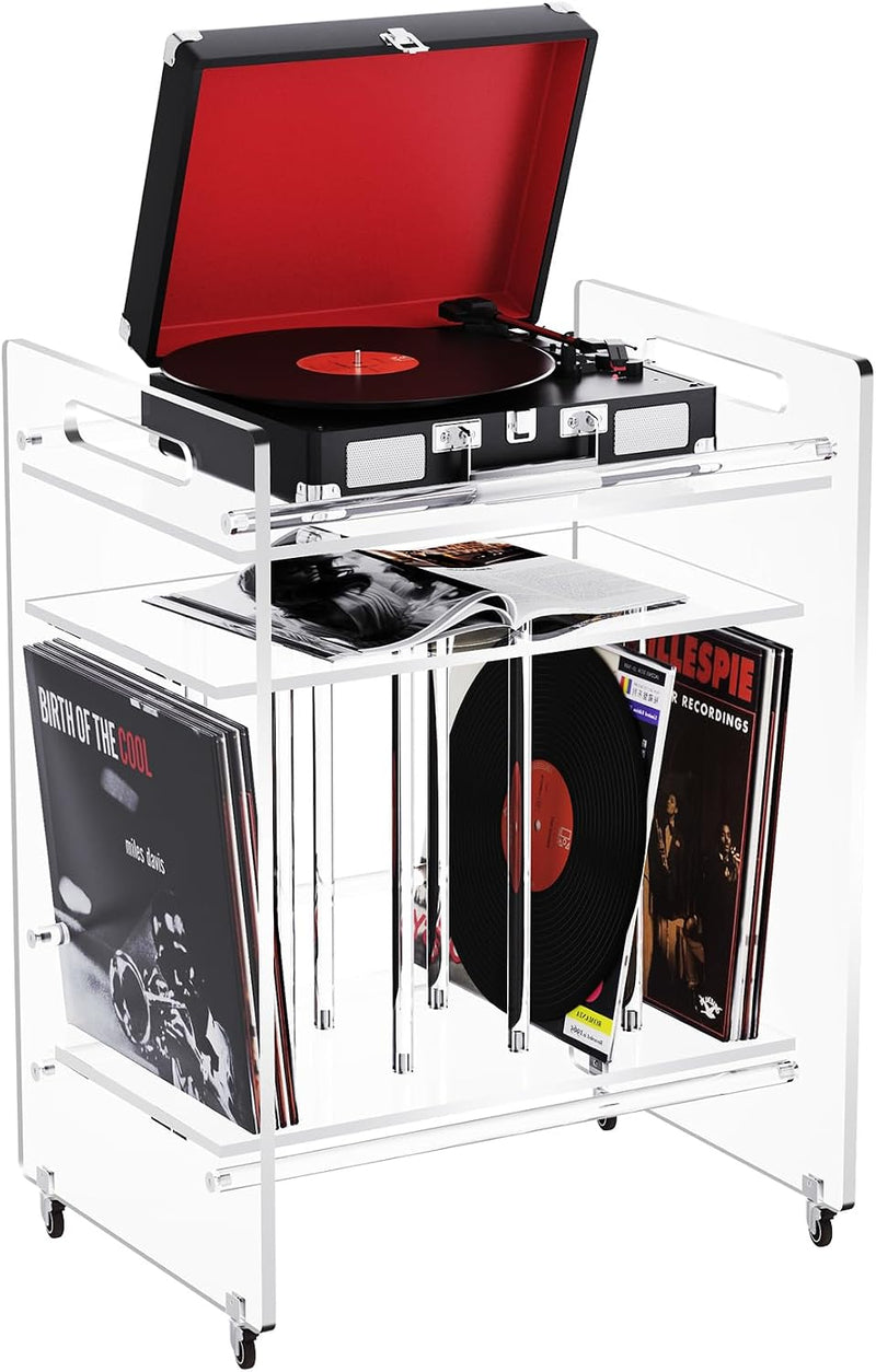 Acrylic End Table Vinyl Magzine Storage Bookshelf