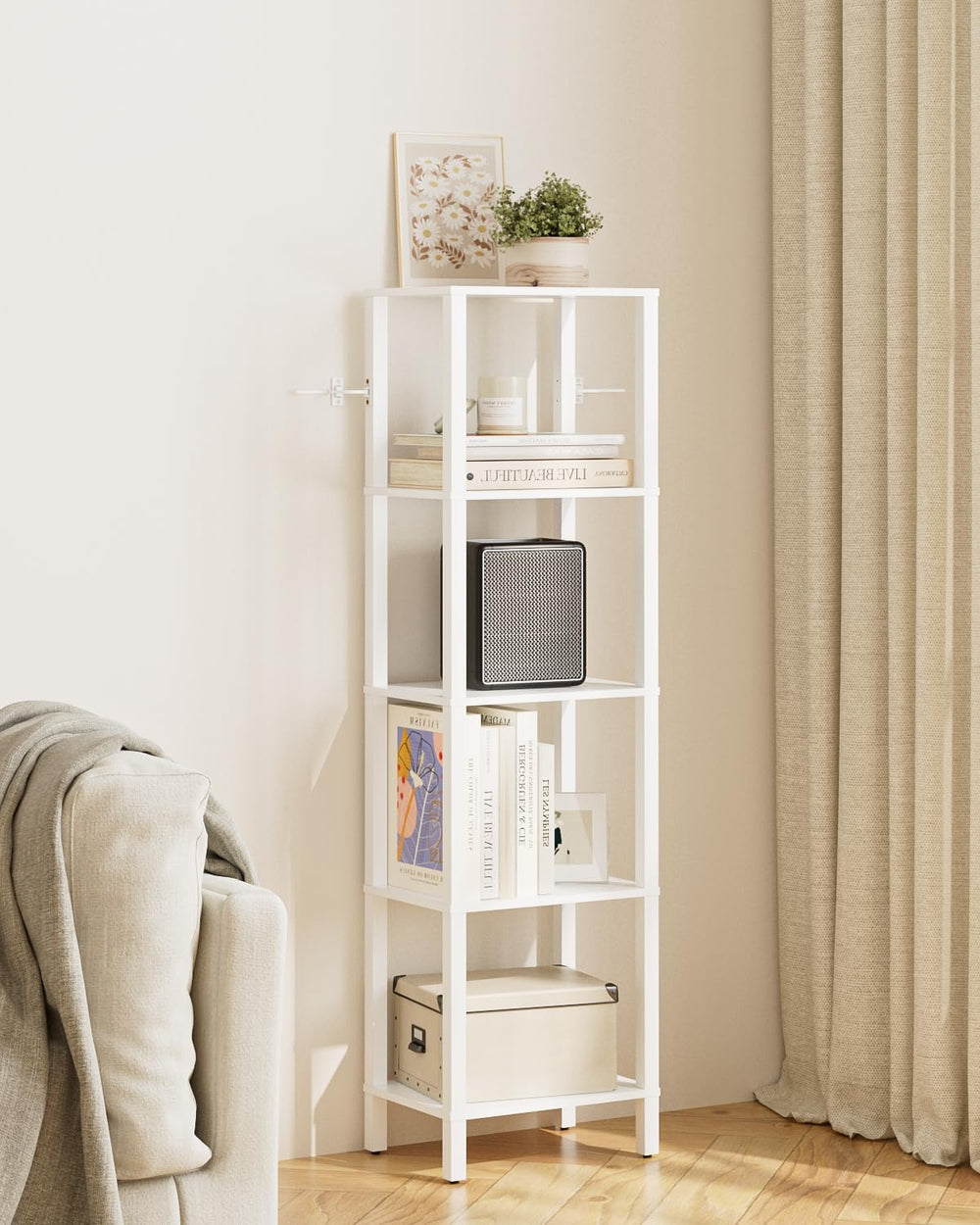 Book Shelf 6 Tier Tall Bookshelf Narrow Bookcase
