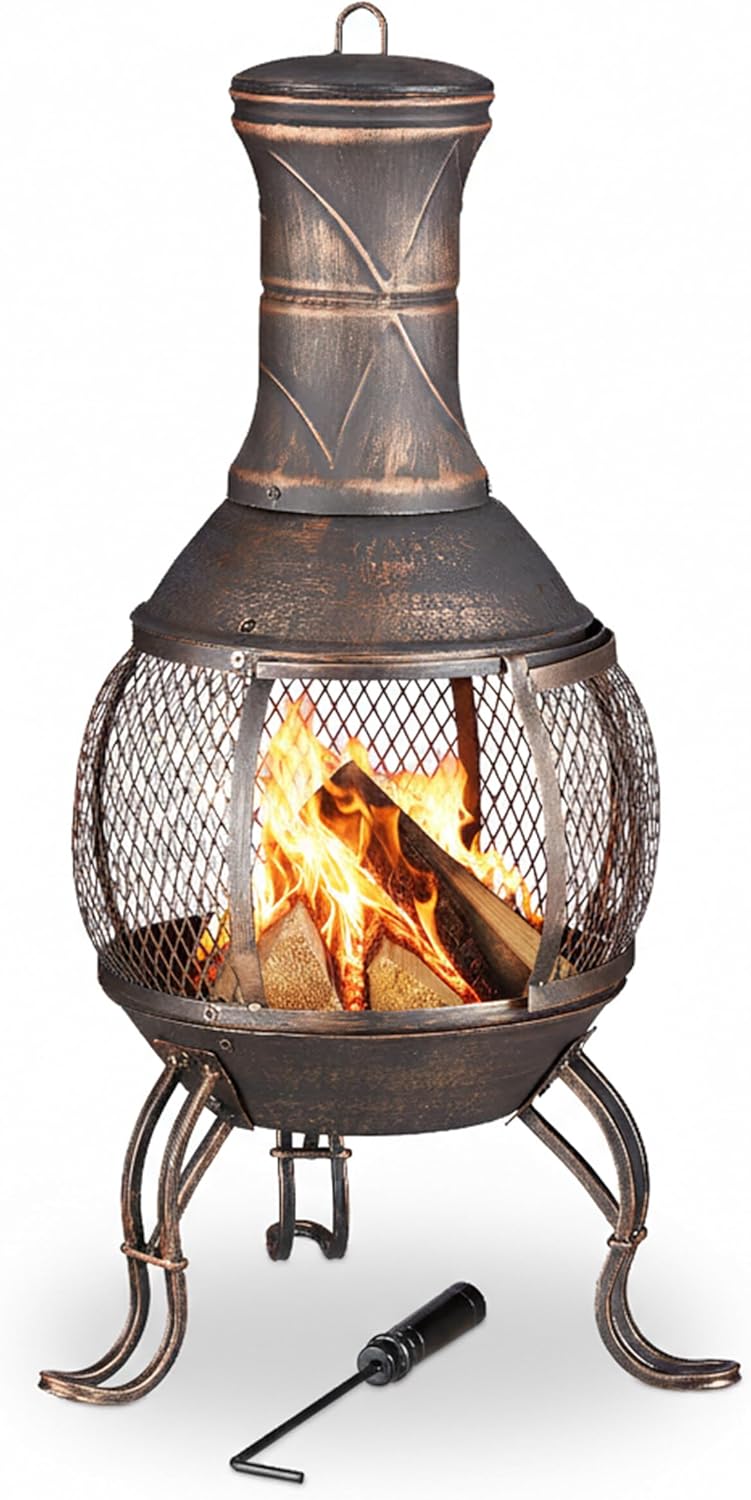 Chiminea Fire Poker Grate Spark Guard Garden Patio