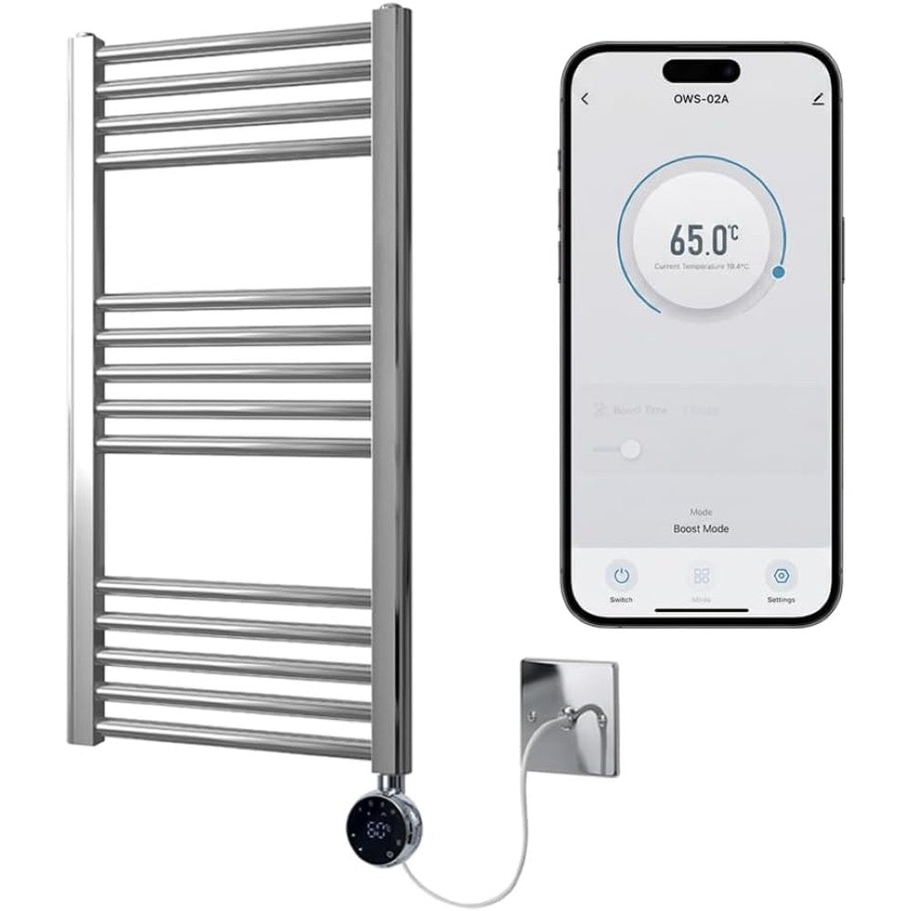 Chrome Electric Wifi Heated Towel Rail 400MM