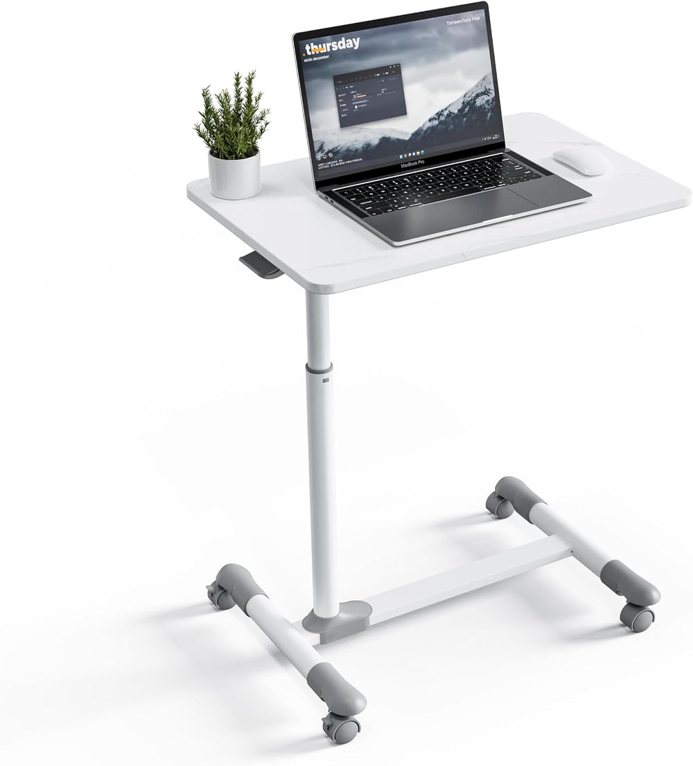 Compact Overbed Table with Wheels Marble