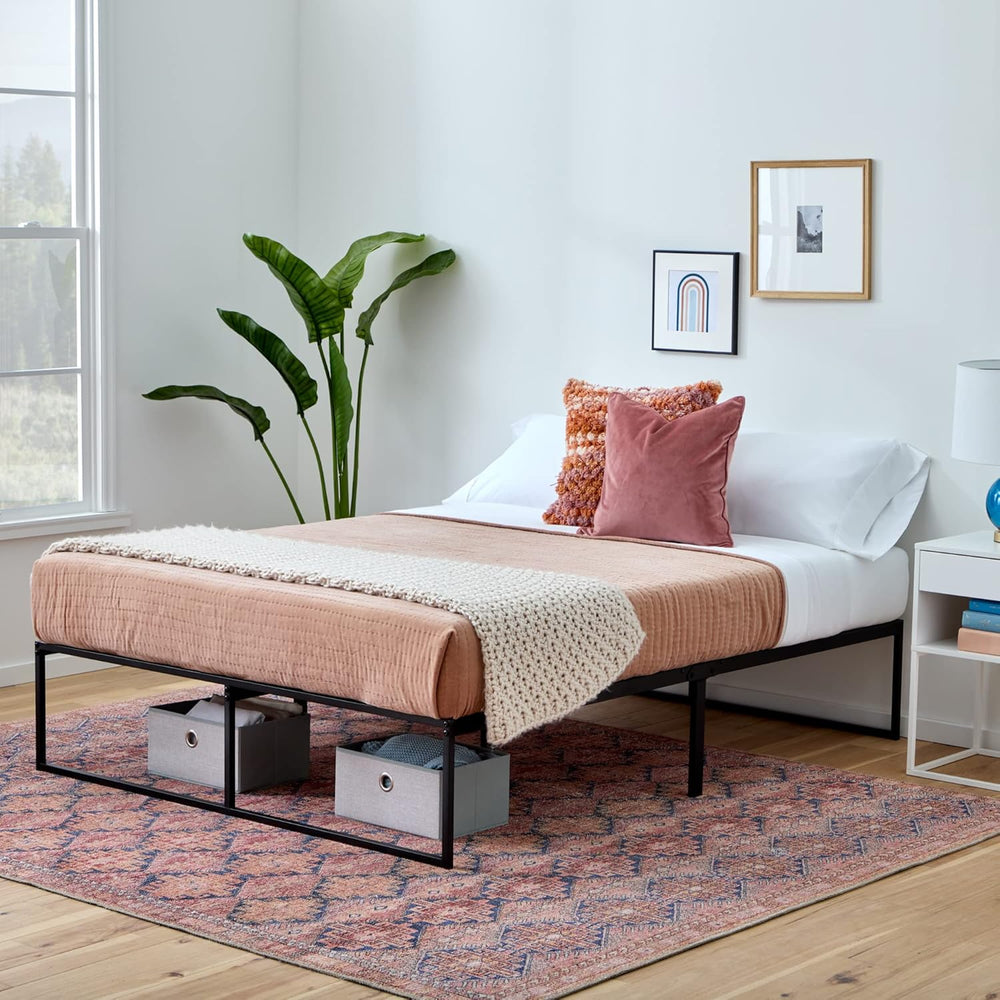 Contemporary Bed Frame Metal with Steel Slats