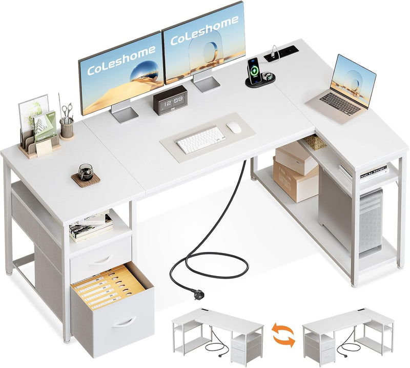 Desk with 2 Drawers and Shelf