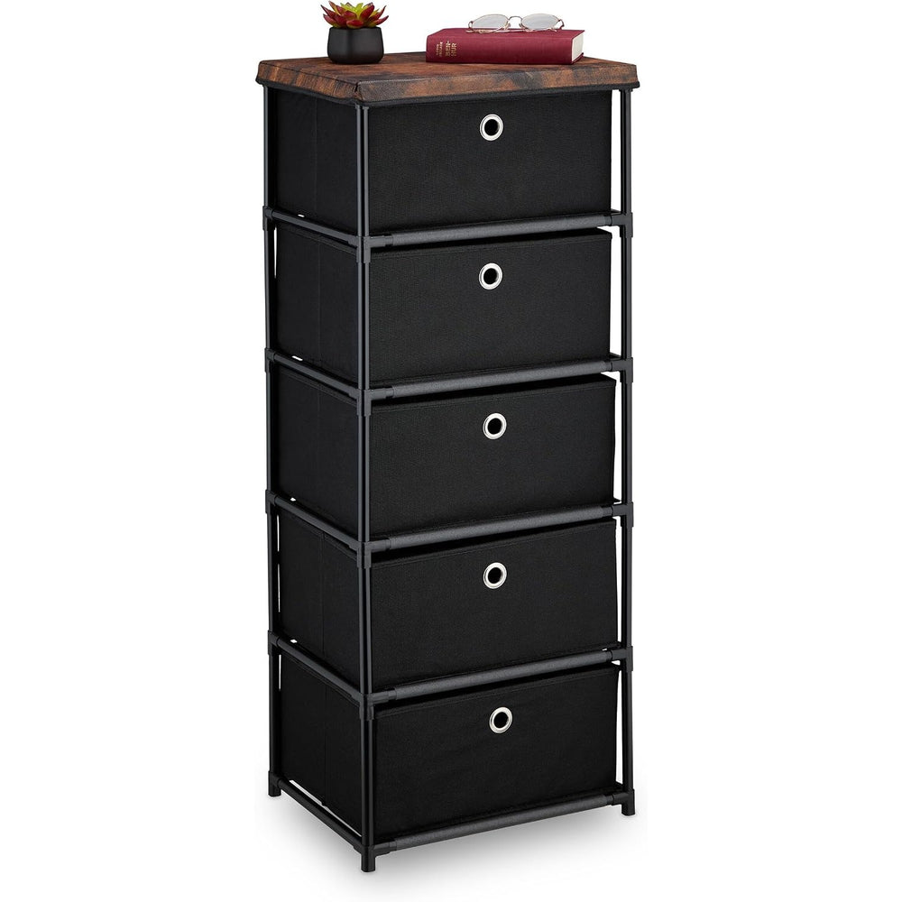 Dresser Storage Unit 3 Fabric Drawers Metal Wood