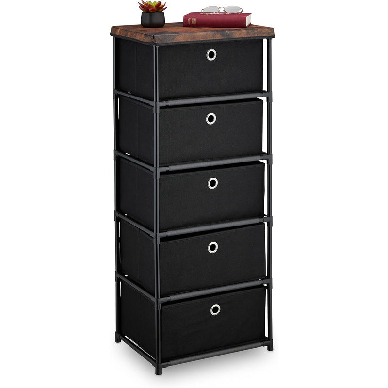 Dresser Storage Unit 3 Fabric Drawers Metal Wood