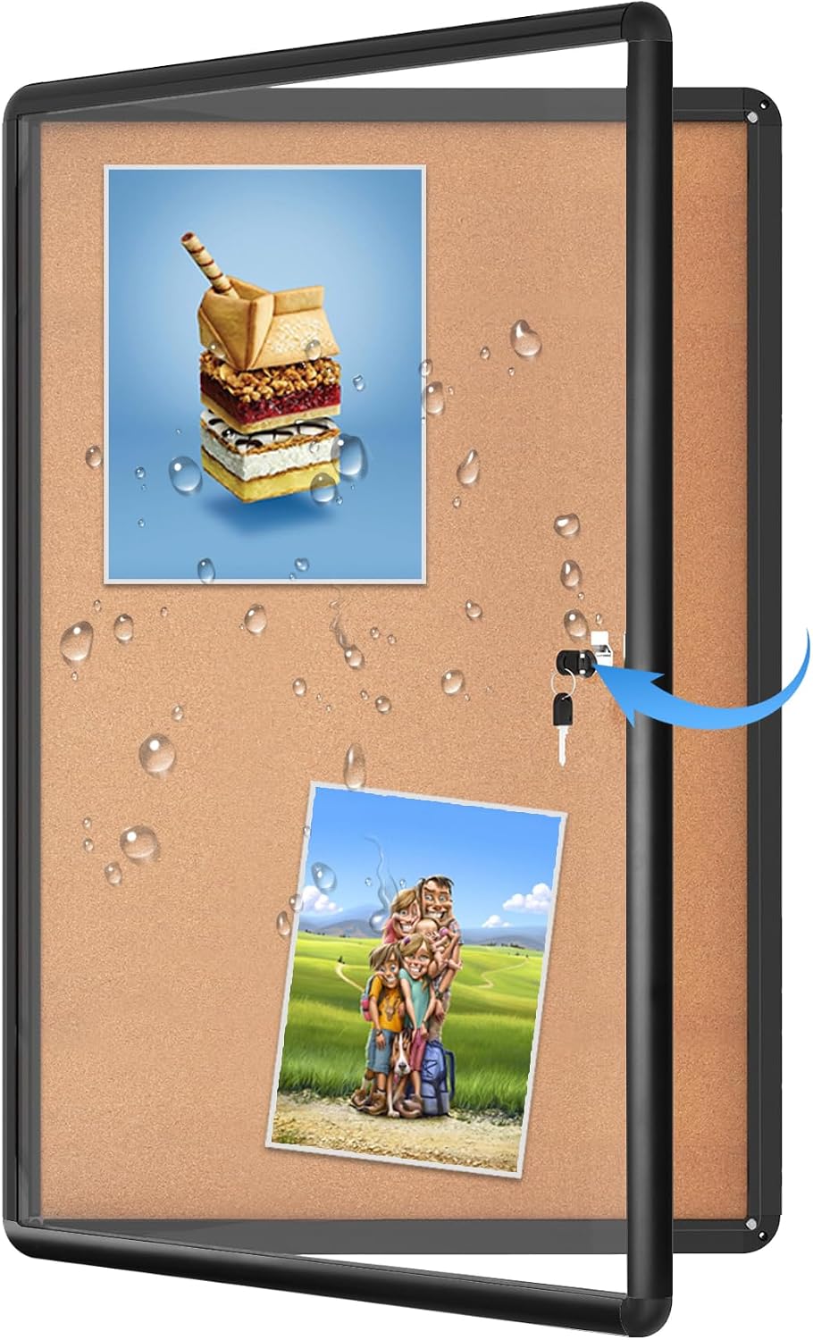 Enclosed Cork Bulletin Board Tamper-Proof Dispaly Case Aluminium
