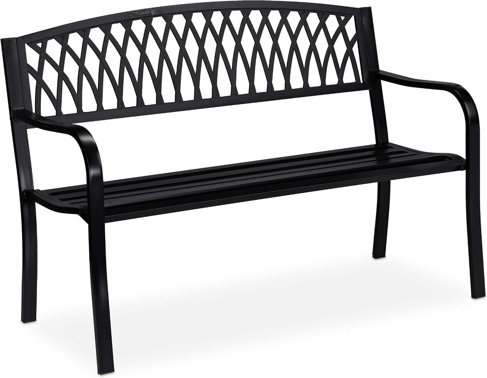 Garden Bench 2-Seater Iron Balcony Terrace Backseat