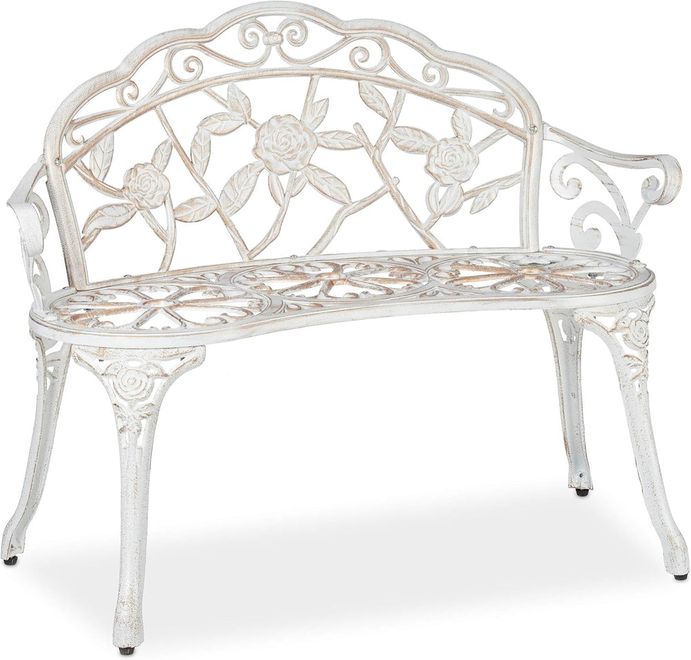 Garden Bench 2 Seater Roses Terrace Balcony Cast