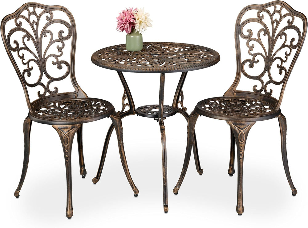 Garden Bistro Set 3-Piece Table 2 Chairs Antique