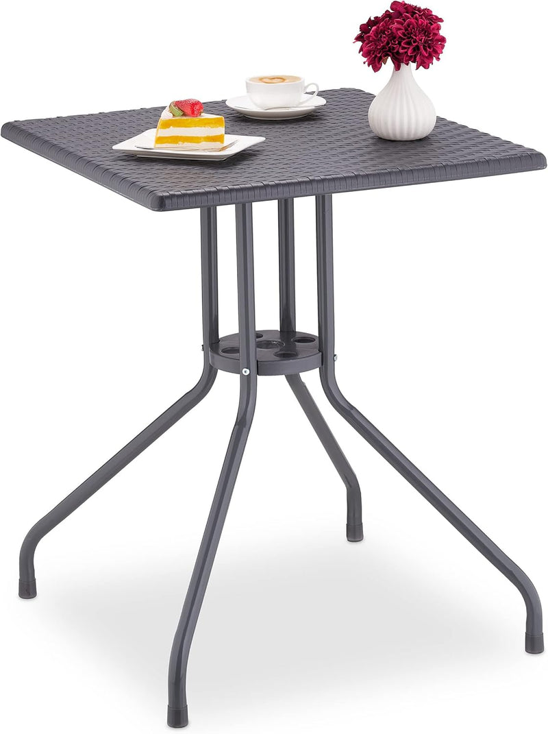 Garden Table Rattan Look Square Hxwxd: 75x61x61CM Balcony