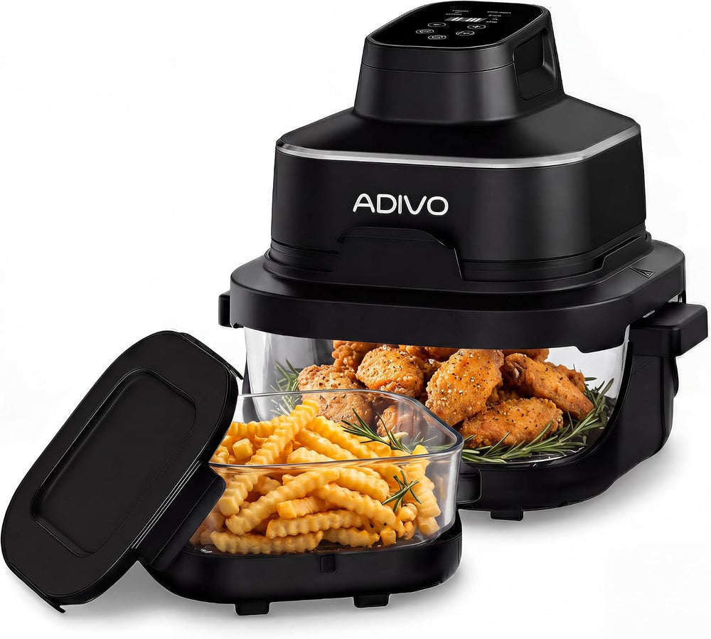 Glass Air Fryer with 4L and 1.5L Clear