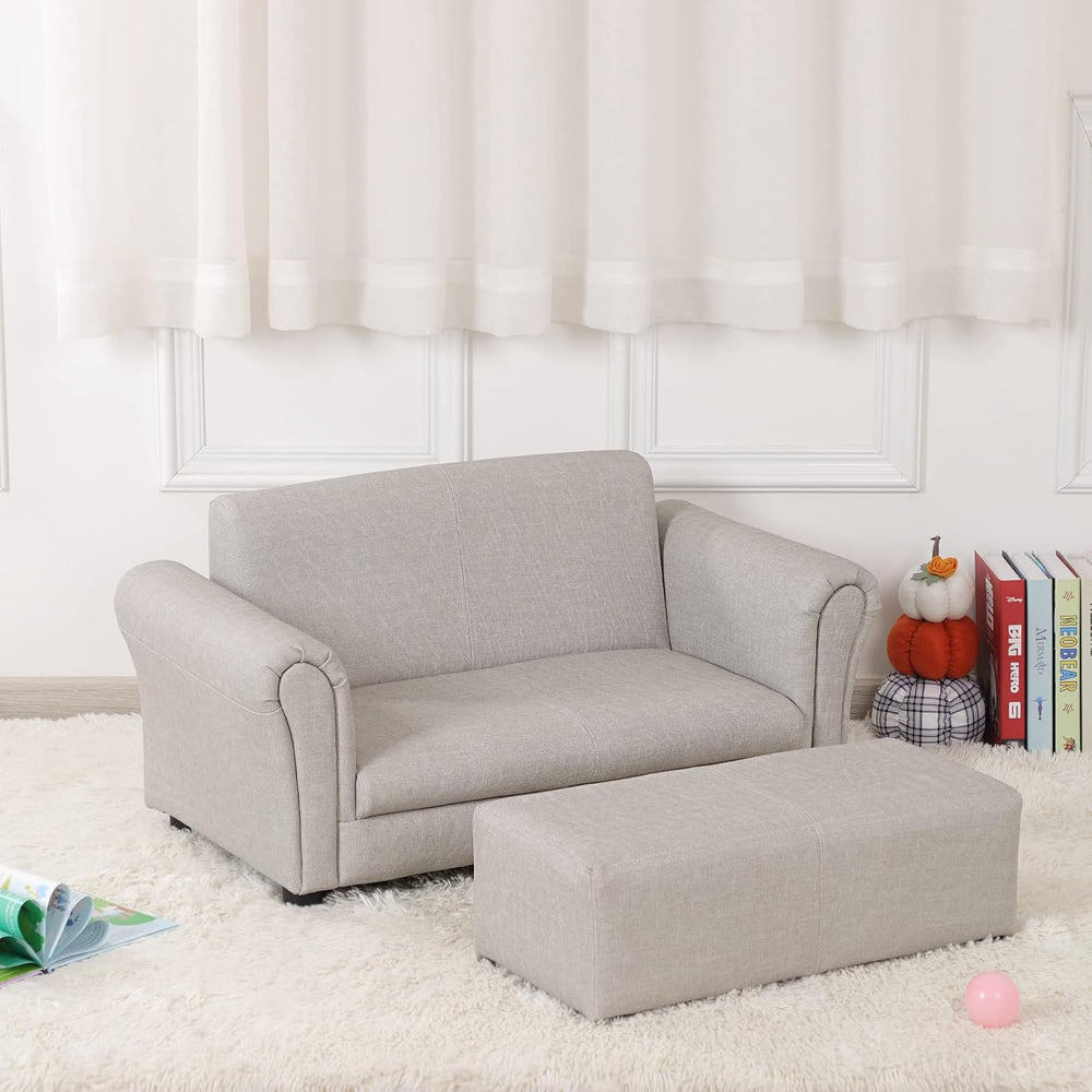 Kids Sofa Couch with Ottoman Pvc Leather Toddler