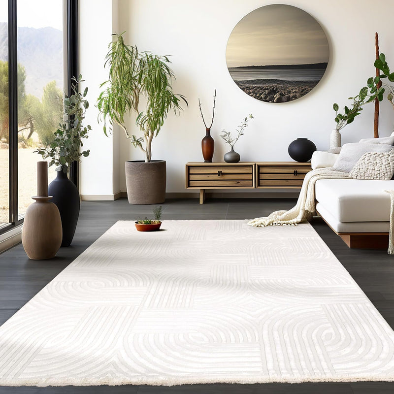 Living Room Rug Boho Woolly Fluffy Bedroom Embossed