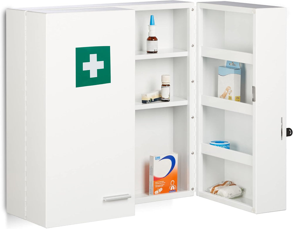Medicine Cabinet Lockable 11 Compartments Steel