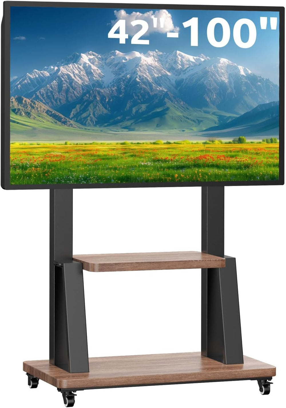 Mobile TV Floor Stand on Wheels for Most