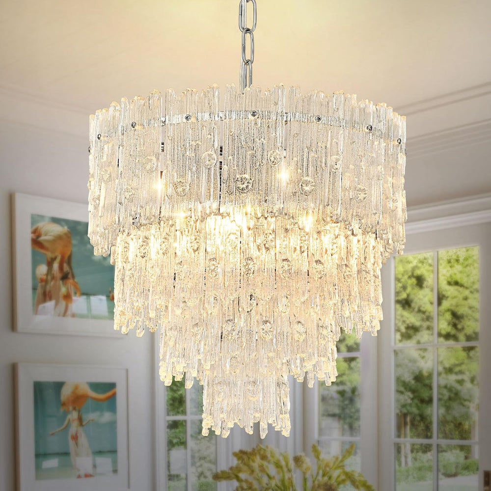 Crystal Chandelier Chrome Round Glass Pendant Light