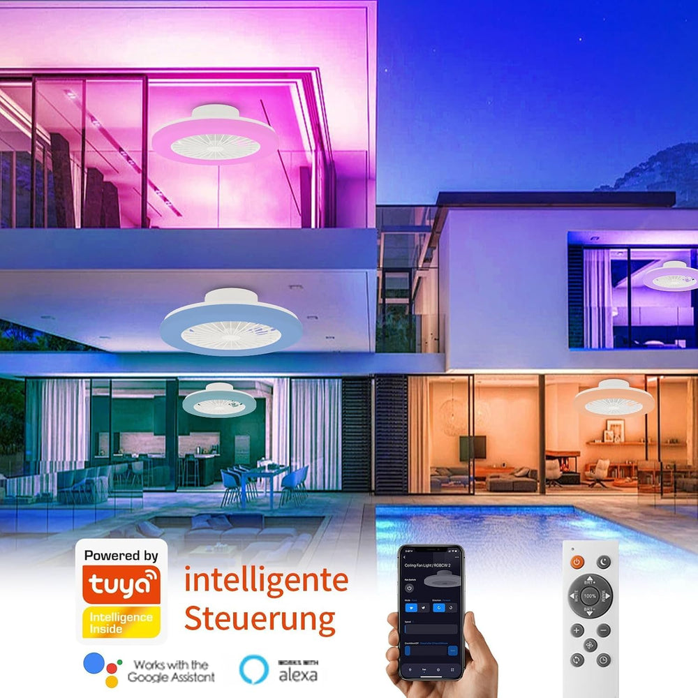 Modern LED Ceiling Light with Fan RGB Lights