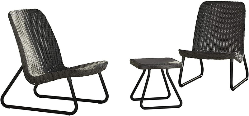 Patio Set Low-Level Two-Seater with Table Stylish Rattan