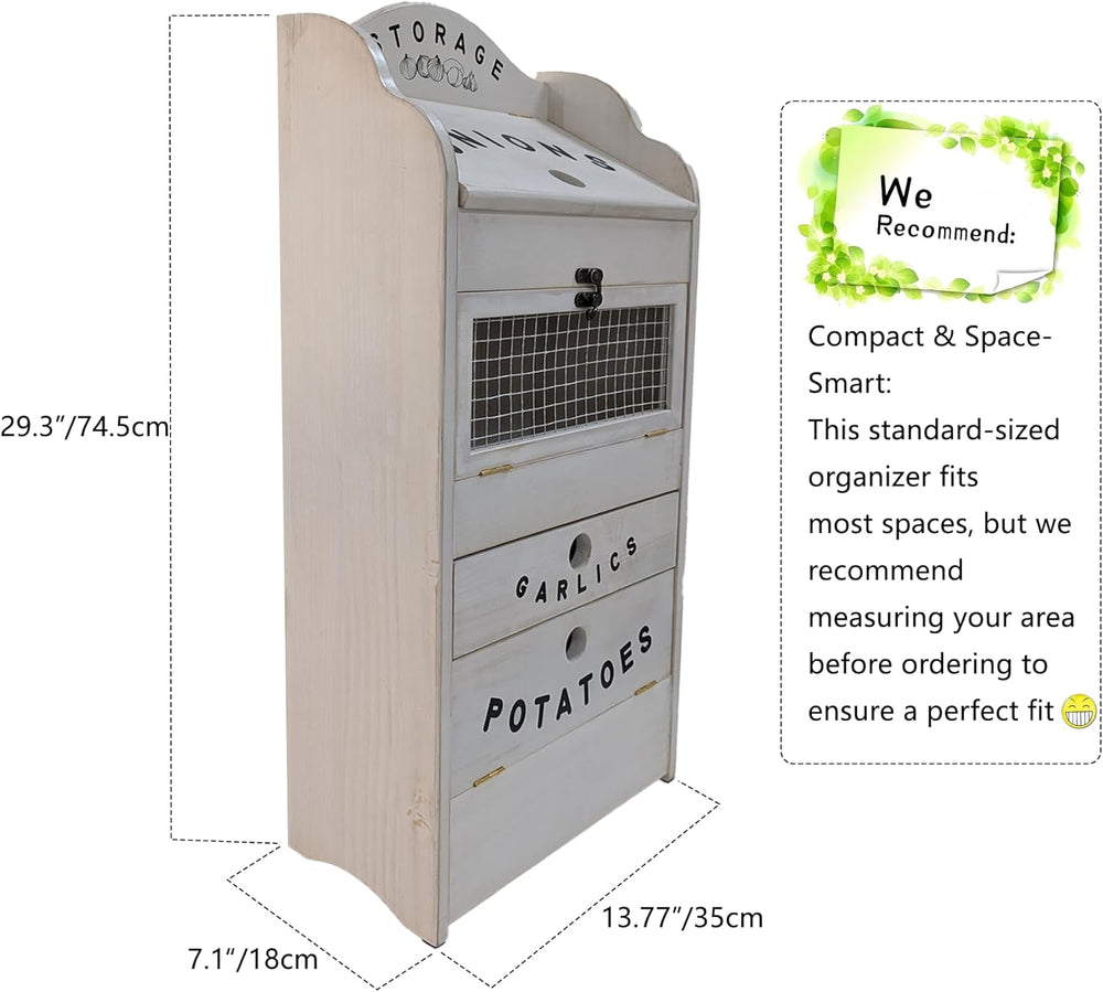 Pine Wood Veggie Bin for Potato Onion