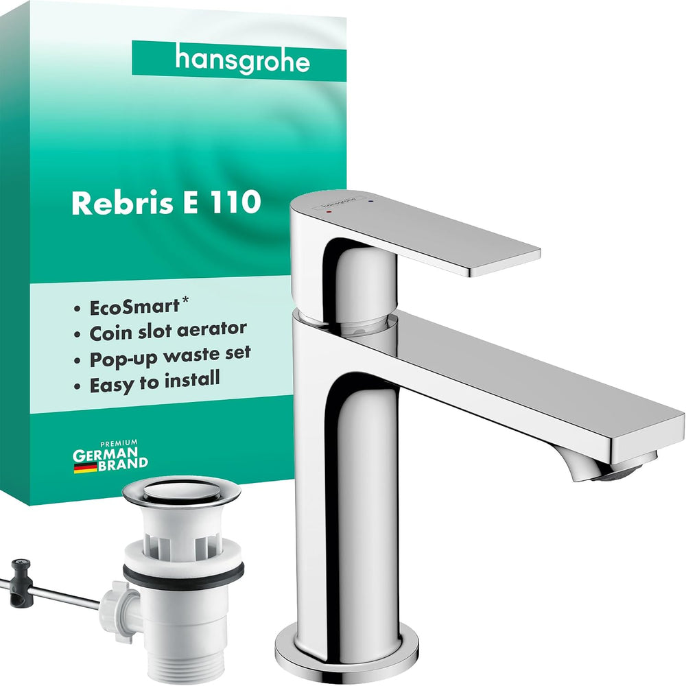 Rebris E Basin Mixer Tap 110 with Pop-Up