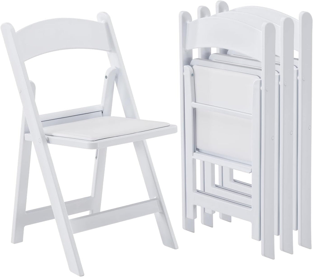 Resin Folding Chairs Foldable Chair with Vinyl Padded (4 Pack)