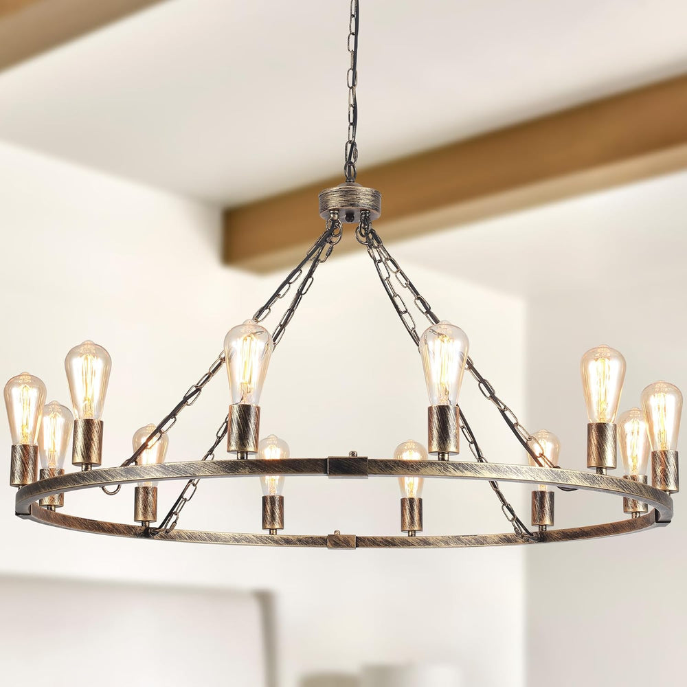 Wagon Wheel Chandelier 12 Lights Vintage Chandeliers Ceiling