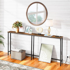 Slim Console Table with Charging Station