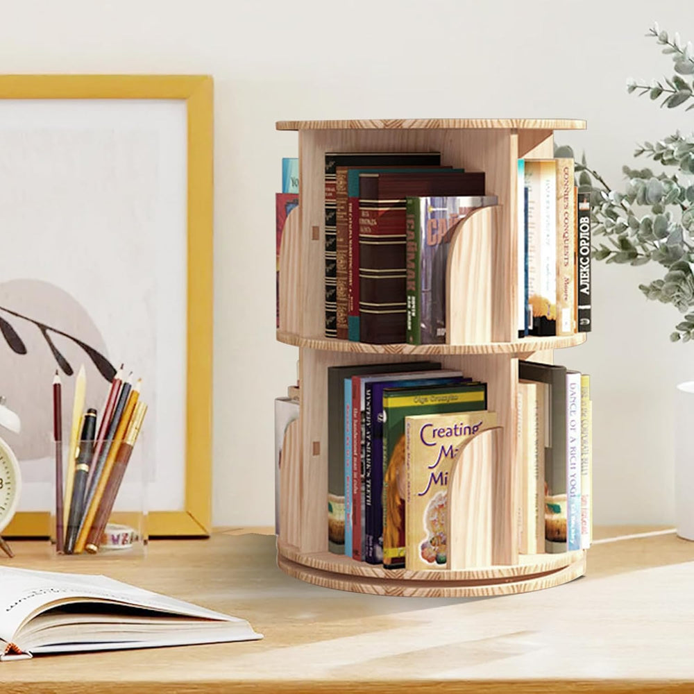 Solid Wood Rotating Bookcase Corner Storage