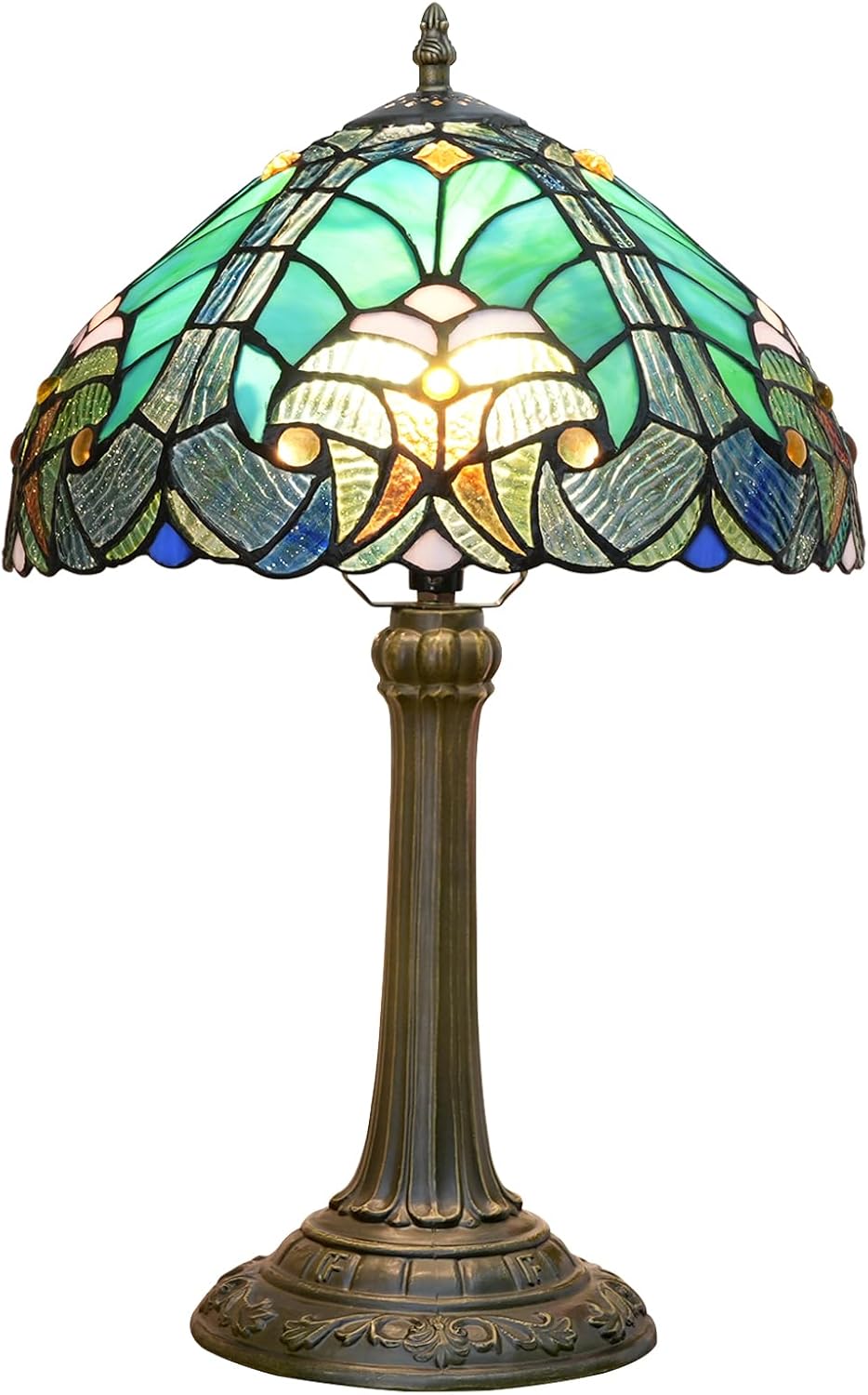 Tiffany Lamp Liaison Style Stained Glass Table W12h18