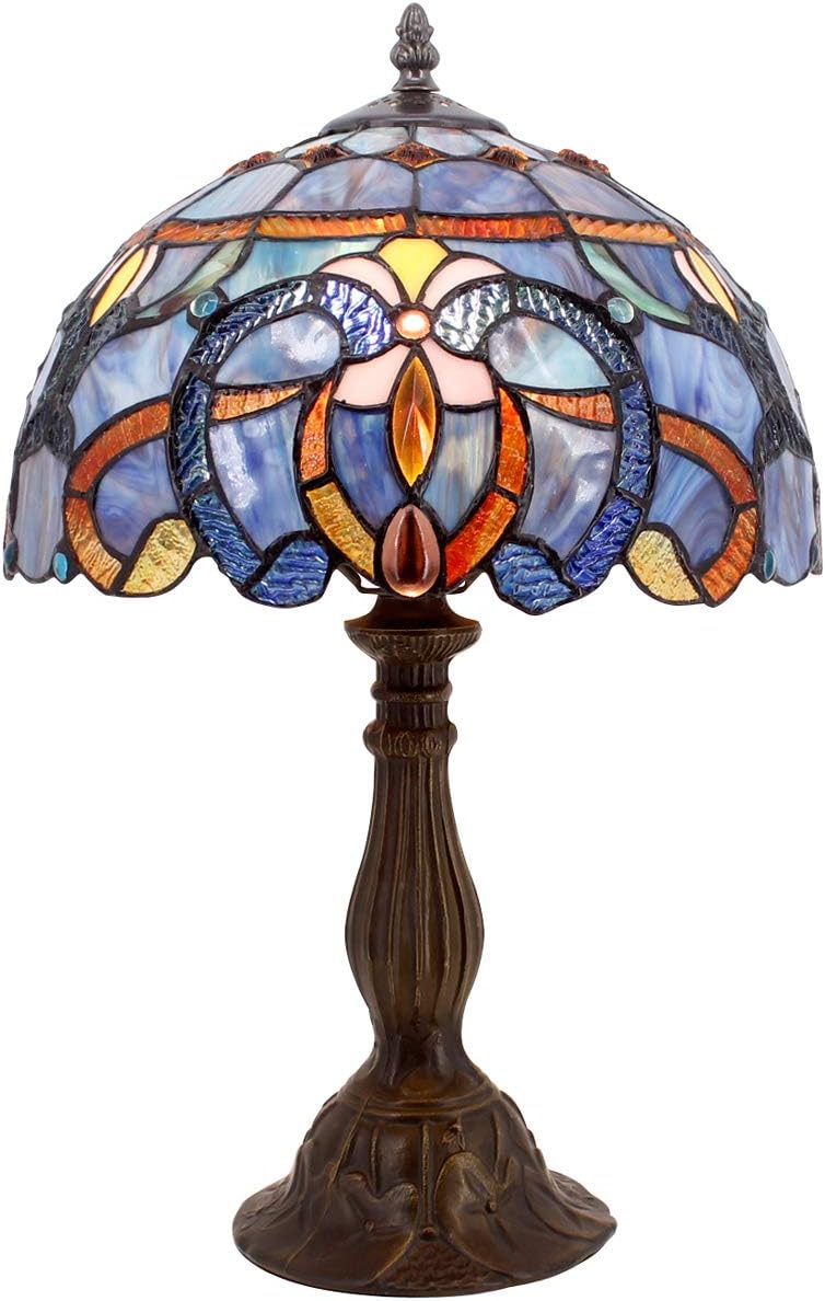 Tiffany Lamp Stained Glass Table 12x12x18 Inches Clouldy