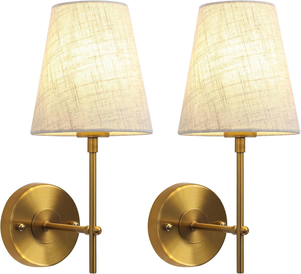 Wall Lights Antique Brass with Glass Shade (2 Pack)
