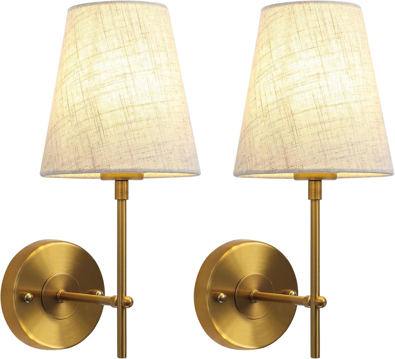 Wall Lights Antique Brass with Glass Shade (2 Pack)