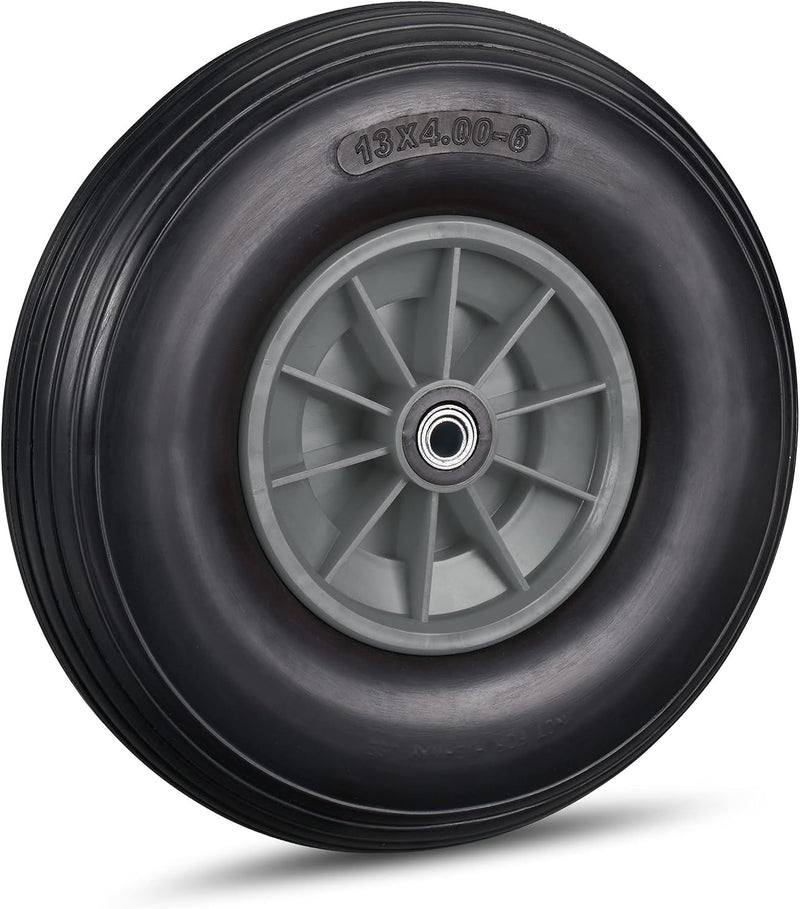 Wheelbarrow Wheels 4.00-6 Solid Rubber Plastic Rim (Set of 4)