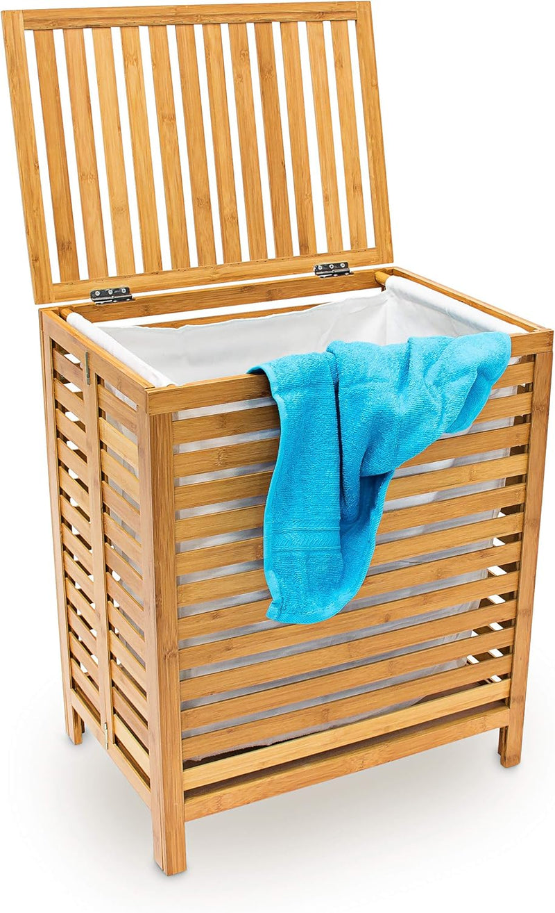 Wooden Laundry Hamper Linen Basket 100L Natural Bamboo