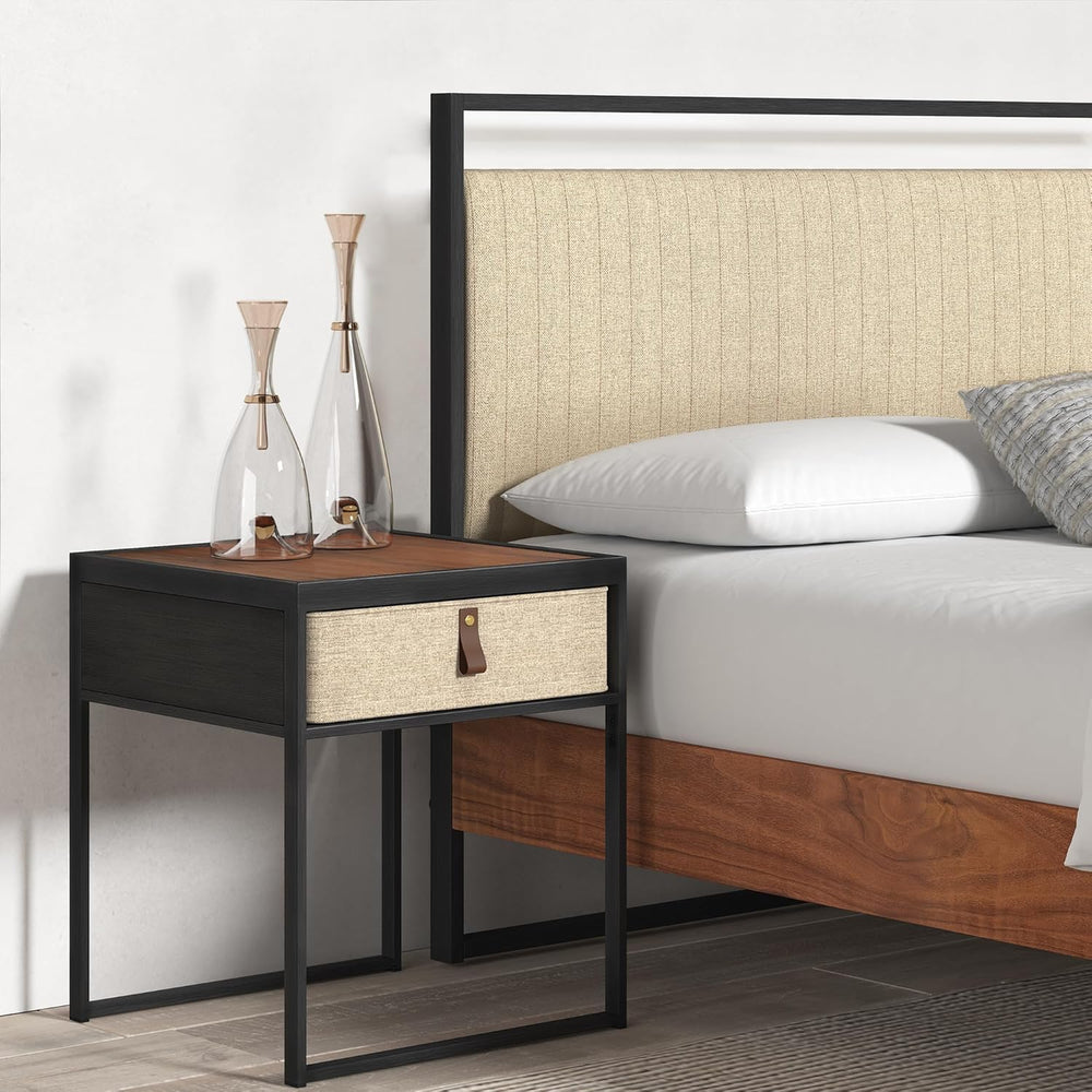 Nightstand 45x43x52CM Metal and Wood Side Table
