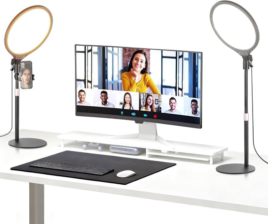 10.5" Desk Ring Light with Stands Phone Holders (2 Pack)