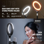 10.5" Desk Ring Light with Stands Phone Holders (2 Pack)