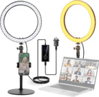 10.5" Desk Ring Light with Stands Phone Holders (2 Pack)