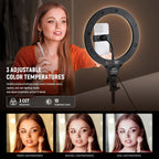 10.5" Desk Ring Light with Stands Phone Holders (2 Pack)