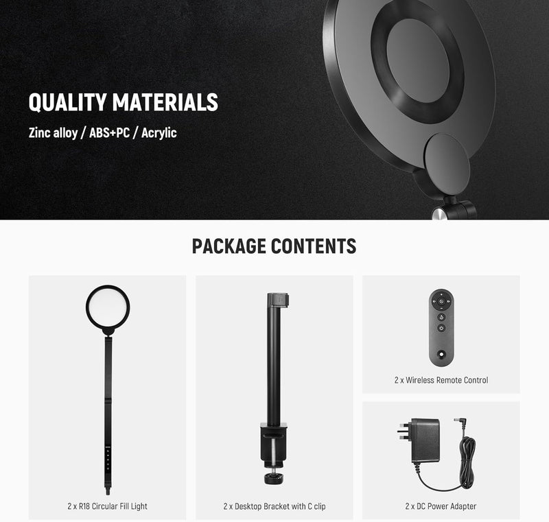 Basics 10.5" Streaming Key Lighting -6500K 15W Full (2 Pack)