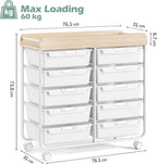 10-Drawer Craft Organiser Trolley Cart Mobile Rolling Diy