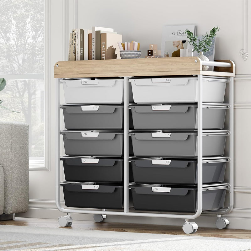 10-Drawer Craft Organiser Trolley Cart Mobile Rolling Diy