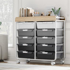 10-Drawer Craft Organiser Trolley Cart Mobile Rolling Diy
