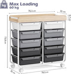 10-Drawer Craft Organiser Trolley Cart Mobile Rolling Diy