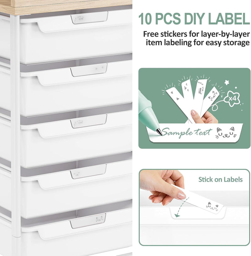 10-Drawer Craft Organiser Trolley Cart Mobile Rolling Diy